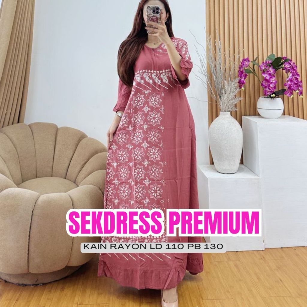 NEW Dress Semata Kaki Murah Daster Panjang Gamis Matt Rayon Lengan Rempel Sekdress Tali Samping Busu