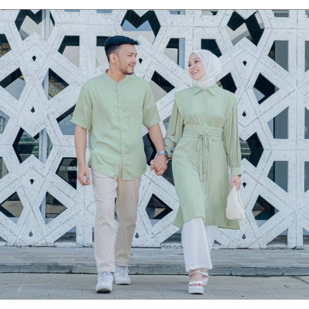 Baju Couple Pasangan Model Tunik dan Kemeja bahan Katun Toyobo