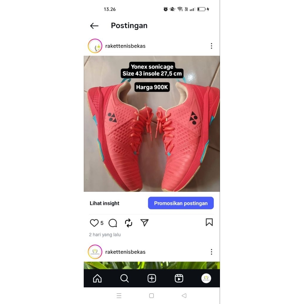 sepatu tenis Yonex sonicage