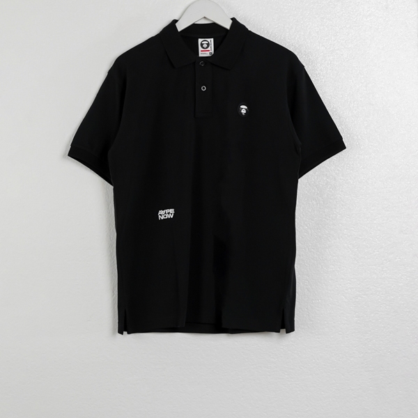 Polo AAPE NOW PATCH POCKET EMBROIDERY BLACK POLO 100% ORIGINAL