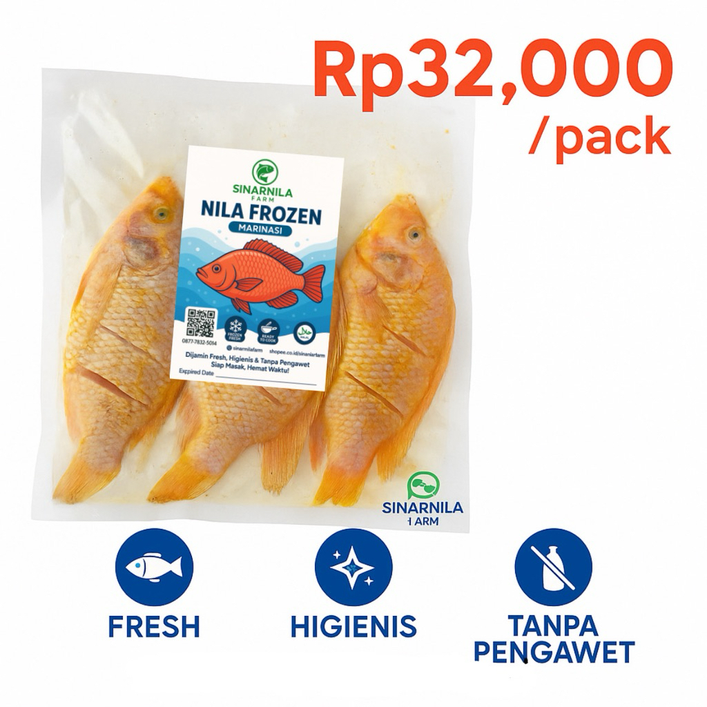 

Ikan Nila Frozen Marinasi – Isi 3-4Ekor (≥500gr) | Fresh, Higienis & Siap Masak | SINARNILA FARM