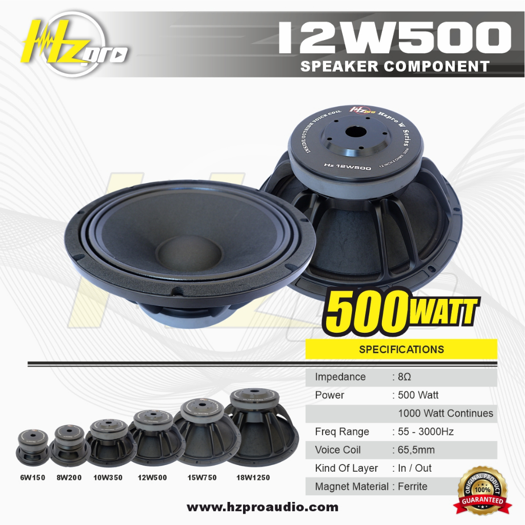 SPEAKER KOMPONEN 12 Inch HZ PRO 12W500 ORIGINAL