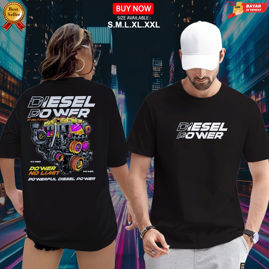 kaos distro DIESEL POWER-kaos sablon pria Wanita lengan pendek ukuran M.L.XL.XXL kaos kerah bulat be