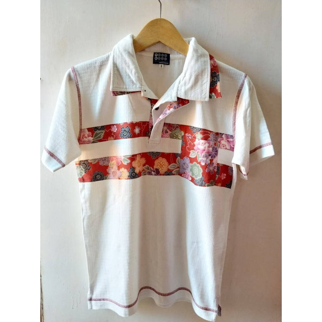 OBRAL BAJU - Polo Japanese Takeo Kikuchi Atasan Lengan Pendek Casual Wanita Motif Bunga