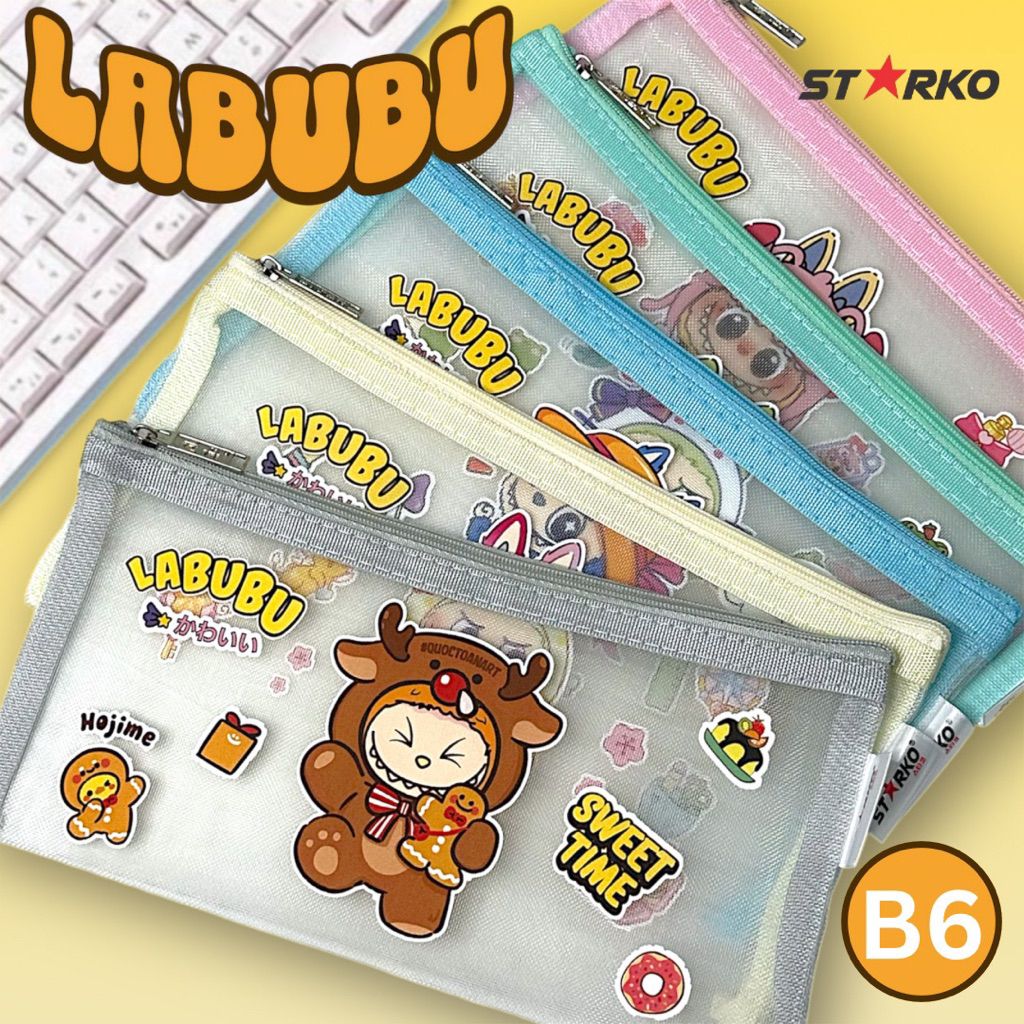 

Labubu Kotak Pensil Pencil Case Lucu Unik Tempat Pensil Jaring Transparant A6