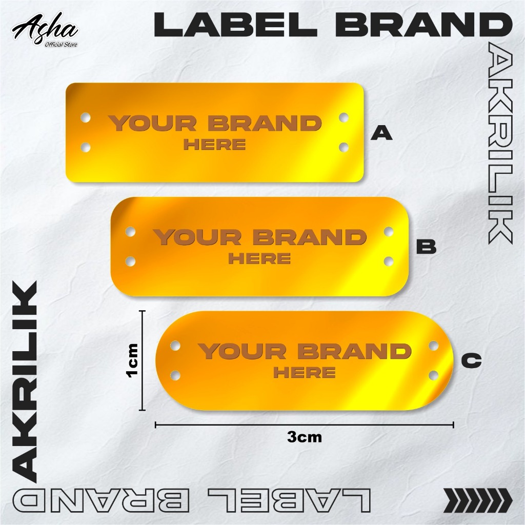 

LABEL BRAND AKRILIK FREE CUSTOM NAMA - LABEL BRAND BAJU HIJAB MURAH BAHAN AKRILIK MIROR GOLD