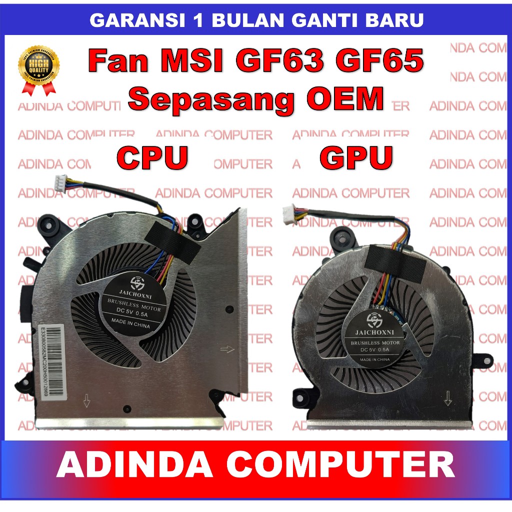 Fan MSI MSI GF63 GF65 9RCX-818 9SC-066 8SC-030 Thin Sepasang OEM