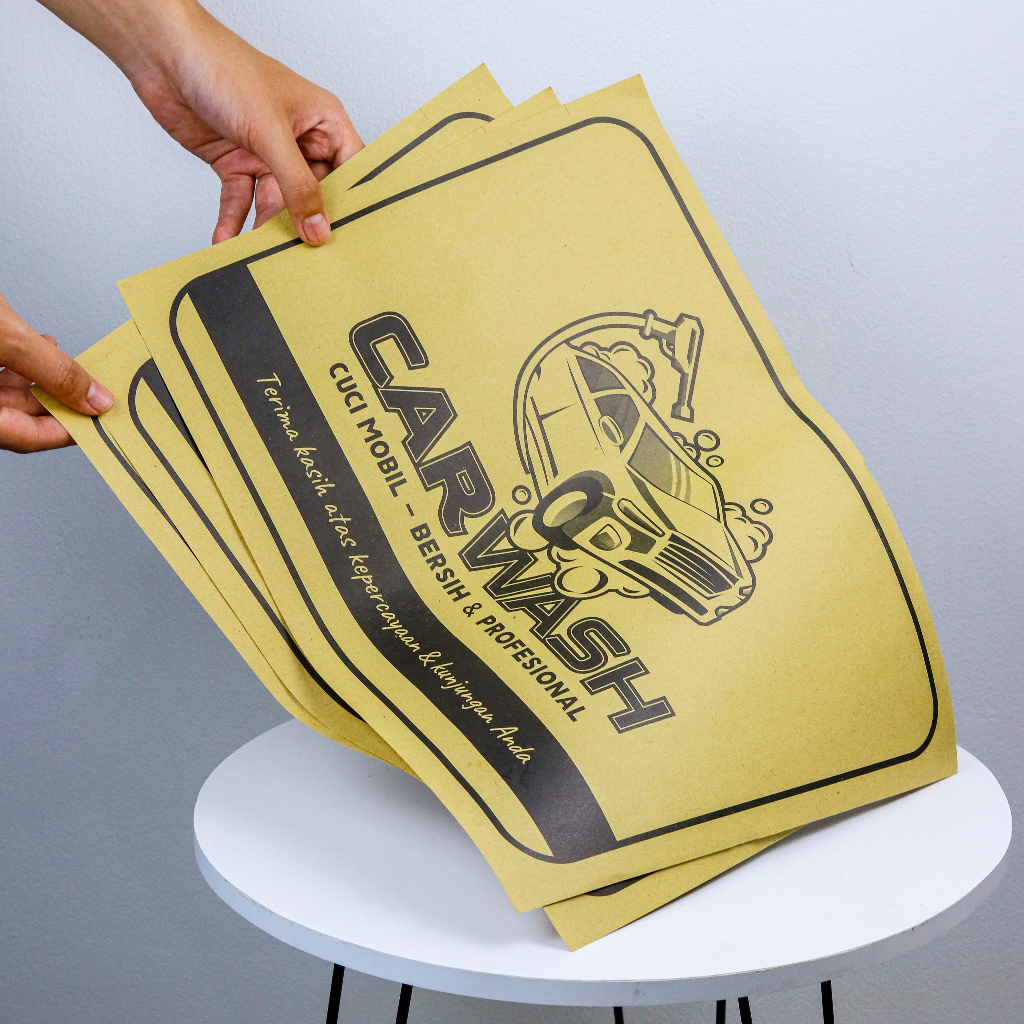 ALAS CUCI MOBIL UK 40x30cm | Kertas Samson Kraft 80gr Polos / Custom Desain | Pelindung Lantai Anti 