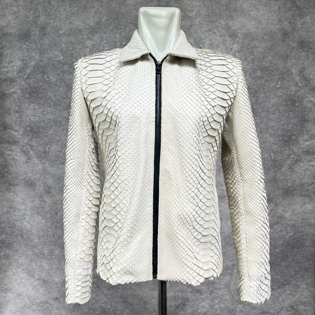AA LEATHER Jaket Premium Kulit Ular Python Asli – Desain Eksklusif dengan Zipper