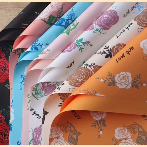 

20 LEMBAR Kertas Buket Bunga Motif Mawar Flower Wrapping Paper Cellophane KB6177