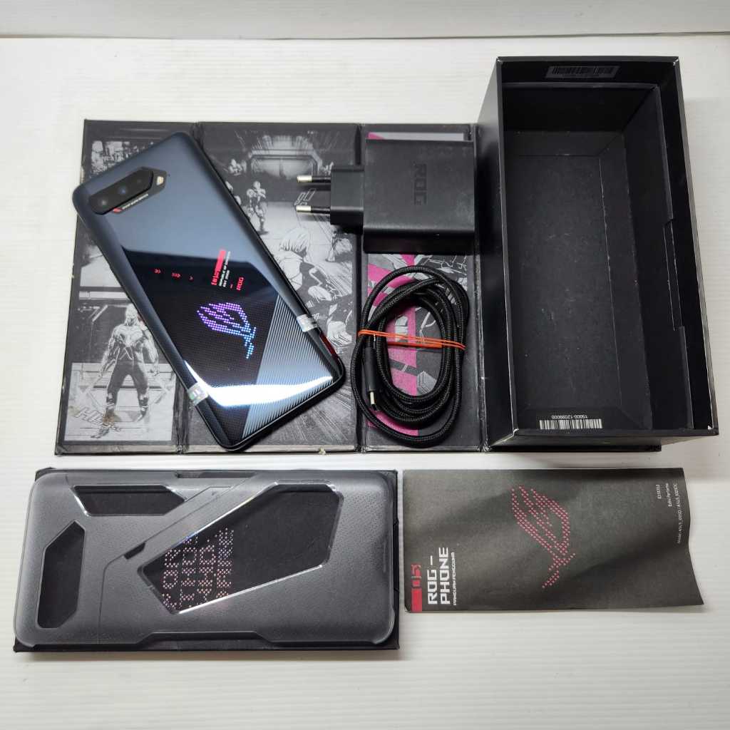 ASUS ROG PHONE 5S 8/256 BLACK LENGKAP CHARGER ORI NO MINUS GAN