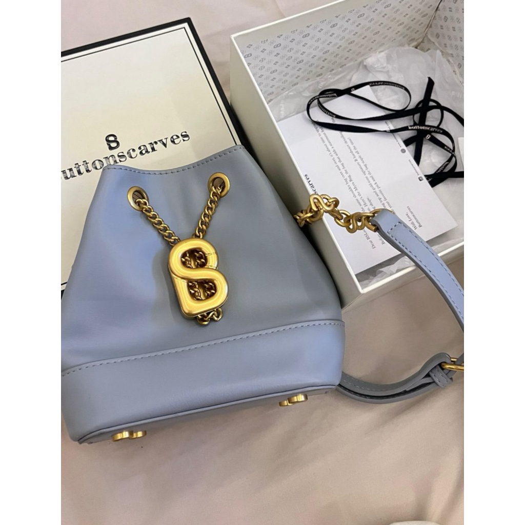 Myra Bag Buttonscarves Dusty Blue PRELOVED