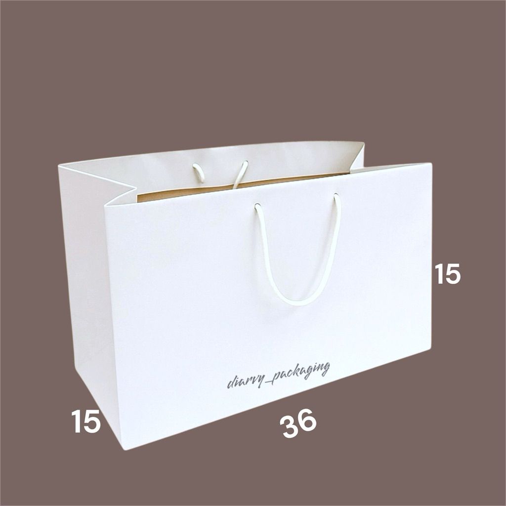 Paper bag PUTIH BROWNIES BESAR 36x15 | paperbag bolu | tas kertas polos | Paper bag Bandeng