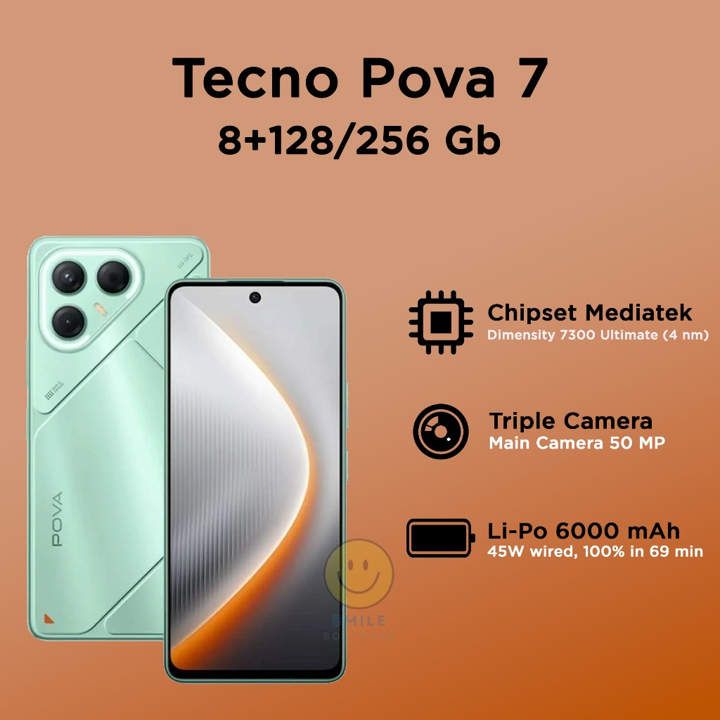 Tecno Pova 7 4G 5G 128GB 256GB - Garansi RESMI BNIB