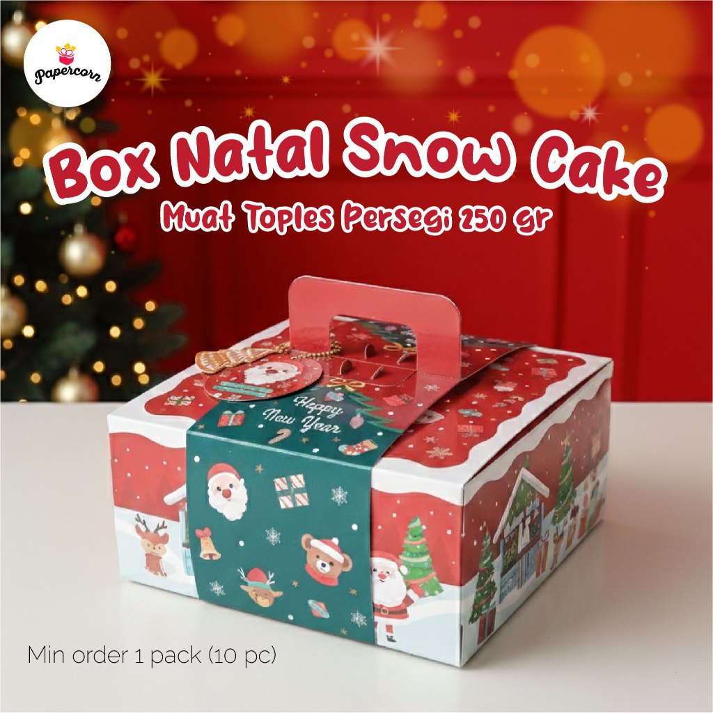 

10 Pcs Box natal - Box Cake tenteng Snow Cake + Freetag 22x22x110