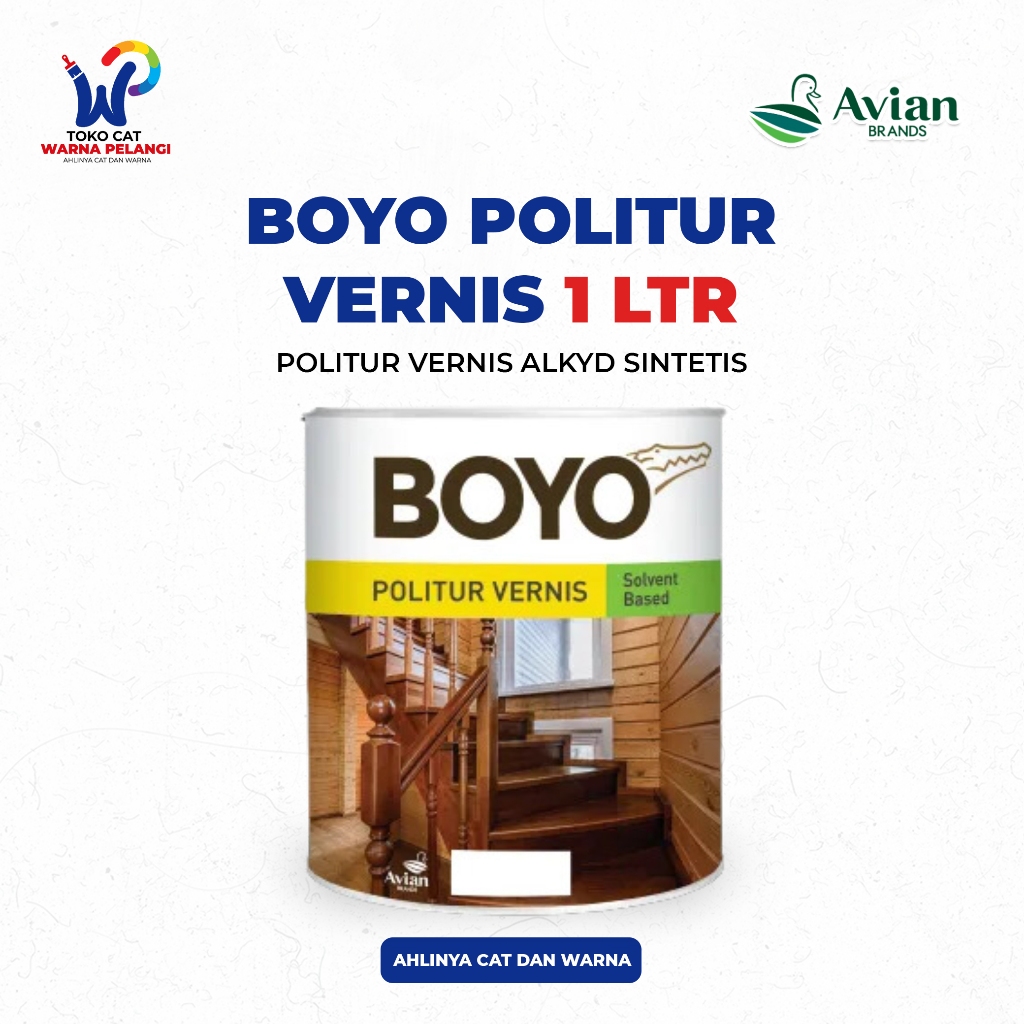 Cat Minyak Politur Kayu BOYO 1 Liter | BOYO Plitur Vernis Solvent Based 1 Ltr