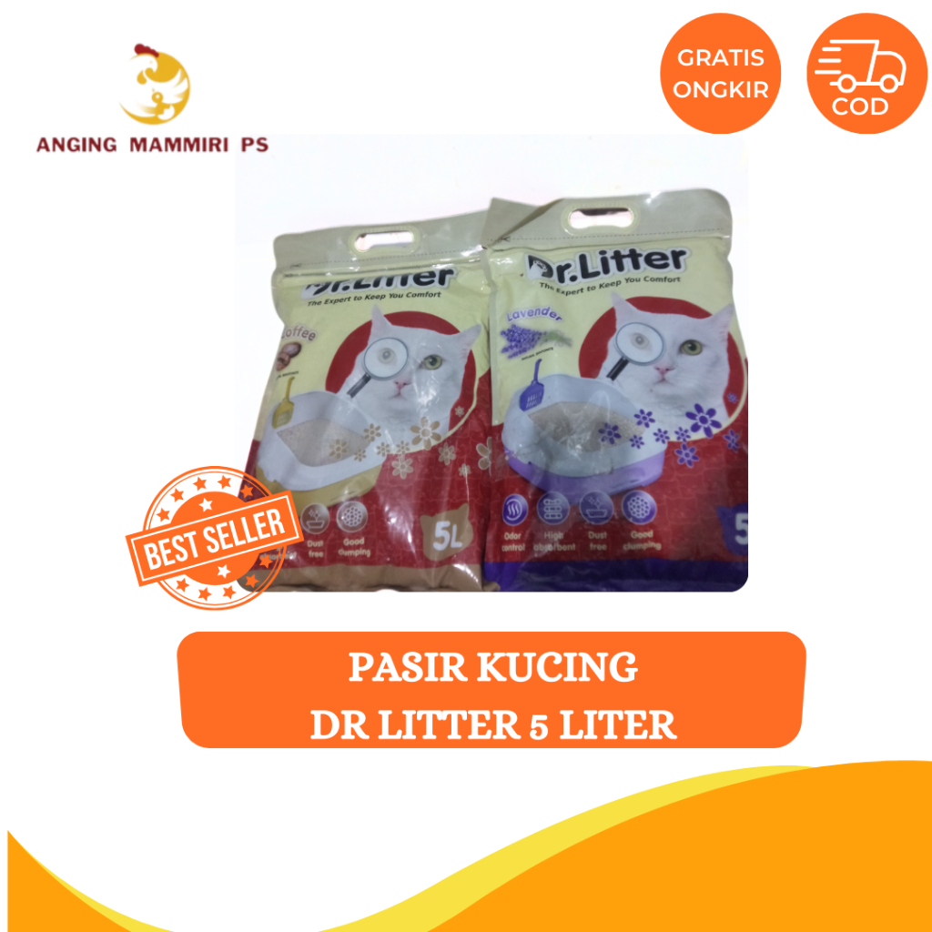 DR LITTER 5liter || PASIR KUCING GUMPAL WANGI DR. LITTER 5 Liter
