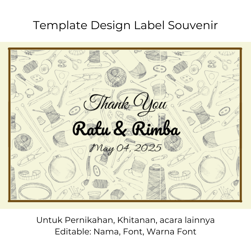 

Label Souvenir Pernikahan Custom – Desain Beige Unik Mewah, Nama & Tanggal Bisa Edit
