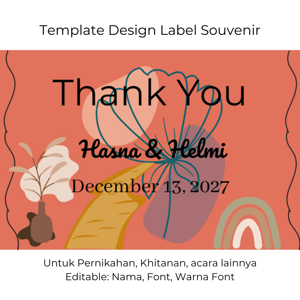 

Label Souvenir Pernikahan Custom – Desain Terracotta Mewah, Nama & Tanggal Bisa Edit