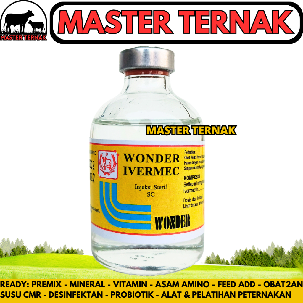 WONDER IVERMEC 50ML - Obat Kutu Gudig Caplak Scabies Hewan Ternak Sapi Kambing Anjing Kucing Kelinci