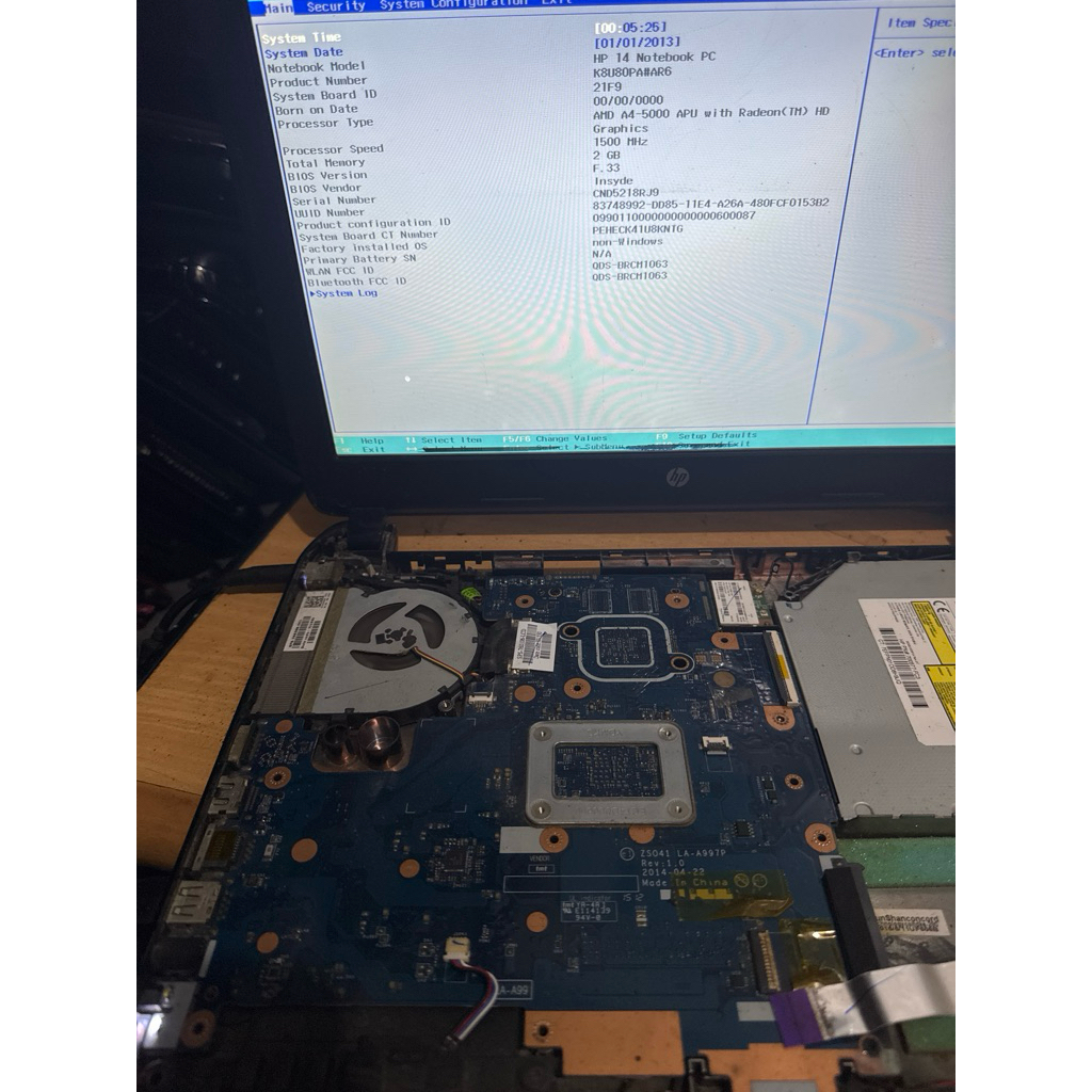 mainbord HP 14-g102AU AMD A4-5000 mainbord normal garansi