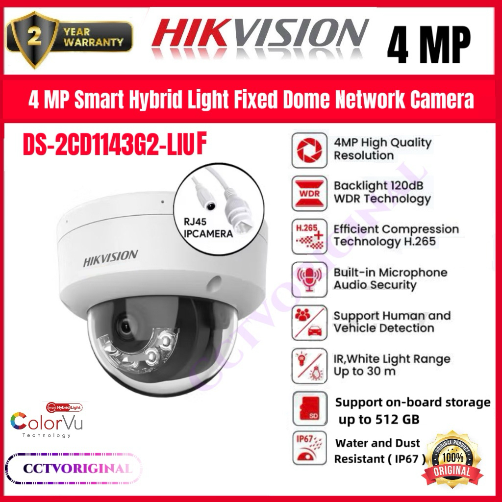 KAMERA  IP  HIKVISION  4MP HYBRID AUDIO OUTDOOR - INDOO ( DOME )