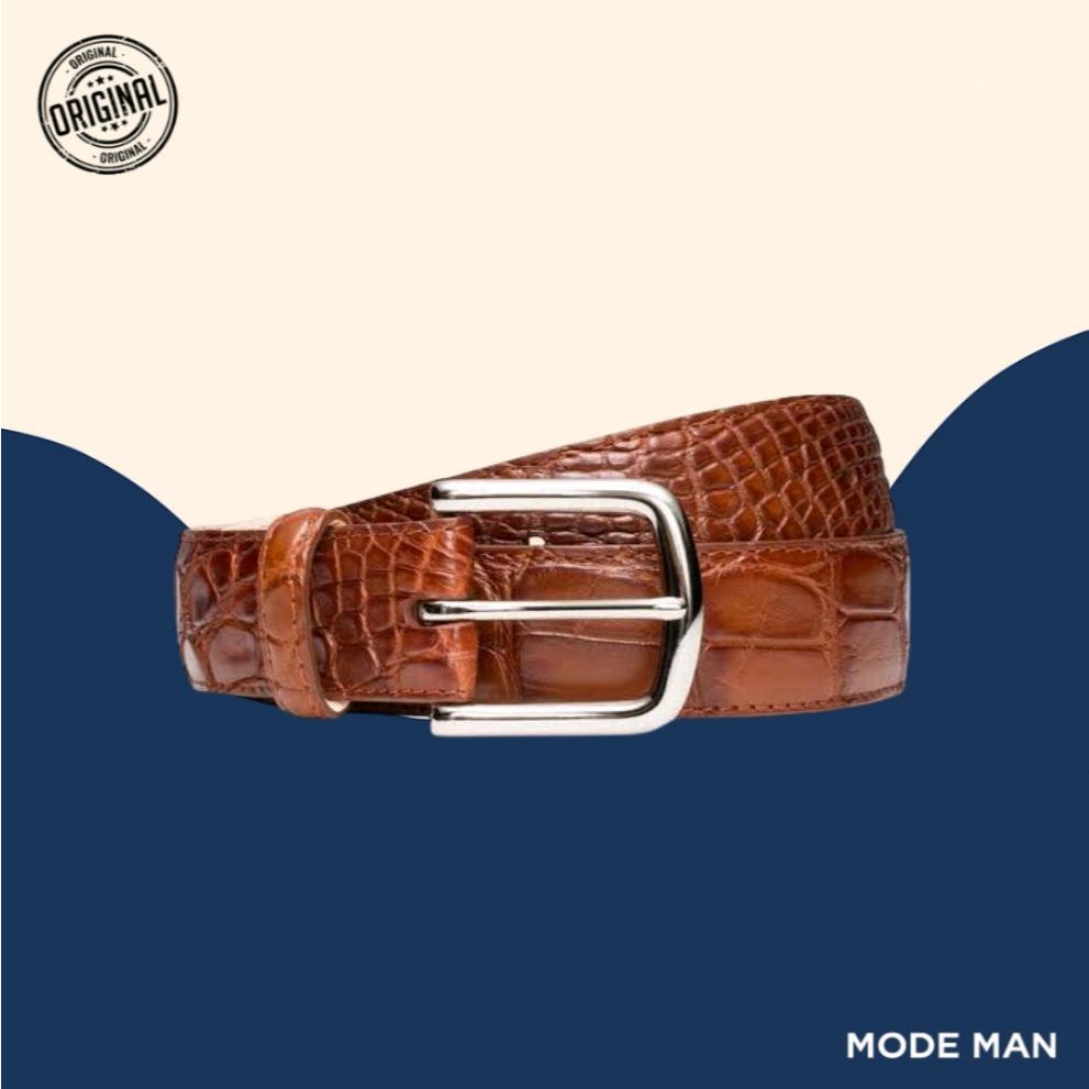 Tecovas Leather Alligator Belt (Made in Mexico) – Ikat Pinggang Kulit Buaya, Sabuk Pria Premium, Aks