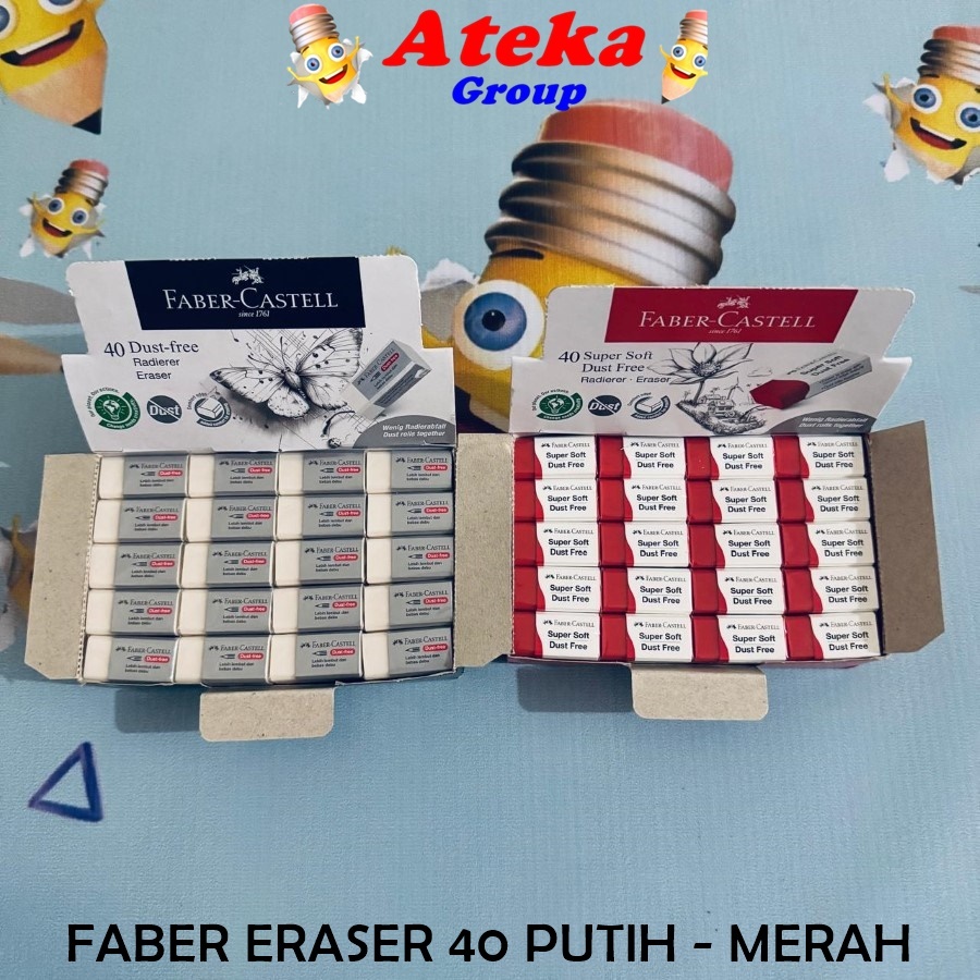 

[BOX/40PCS] FABER CASTELL ERASER 40 MERAH PUTIH PENGHAPUS SPINNER
