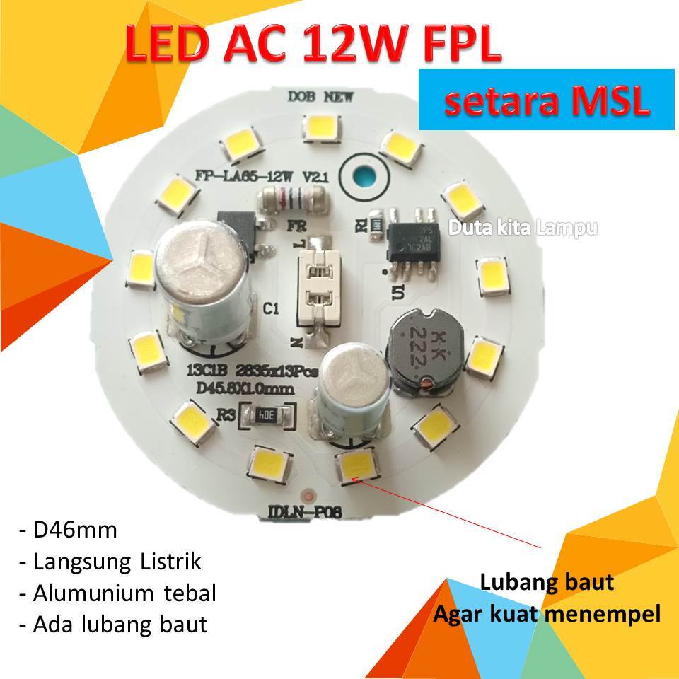 PCB Lampu led ac 12w nyala putih terang-FPL