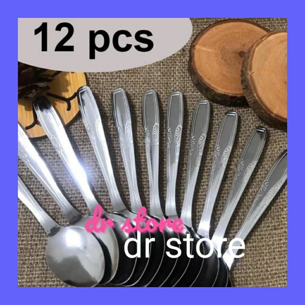 Sendok Makan Stainless 12pcs murah Tebal Sendok Makan Stainless tebal