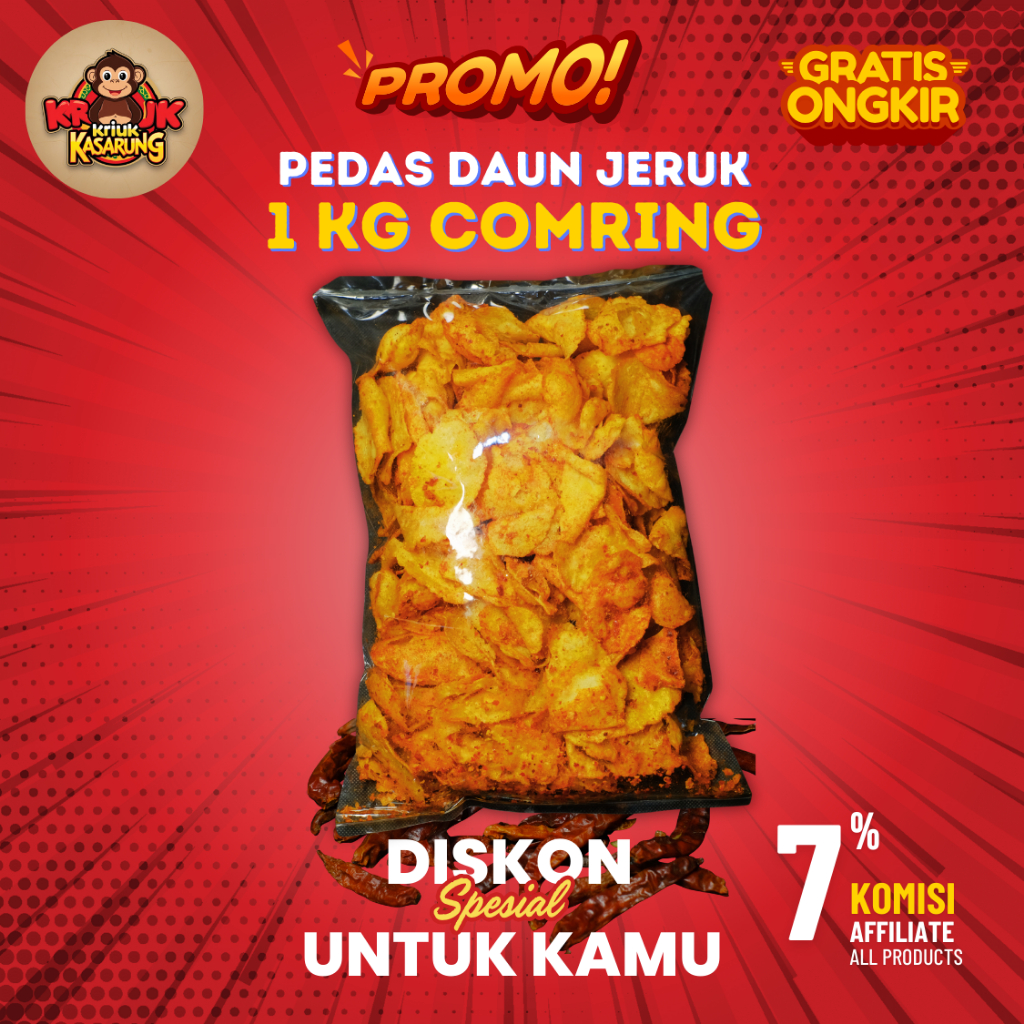

COMRING Pedas Daun Jeruk 1 Kg | Cemilan Khas Garut Gurih, Renyah, NAGIH POLL