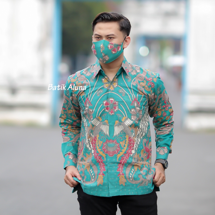 Baju Batik Lengan Panjang Slim Fit Pria Bahan Katun Kemeja Batik Cowok dengan Kain Furing PCW 084