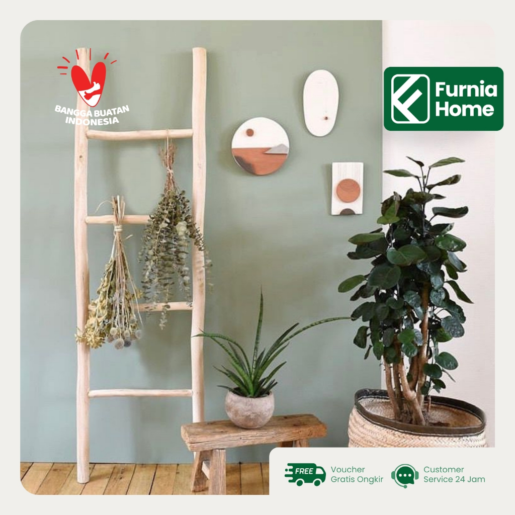 Tangga Kayu Jati Hanger Blanket Wood Ladder Tangga Hias Minimalis