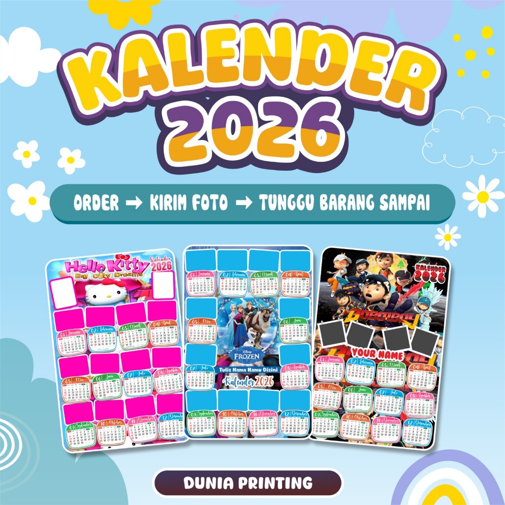 

[ DUNIA PRINTING ] KALENDER 2026 Custom BEBAS PILIH TEMA, A3+, SIAP PAJANG