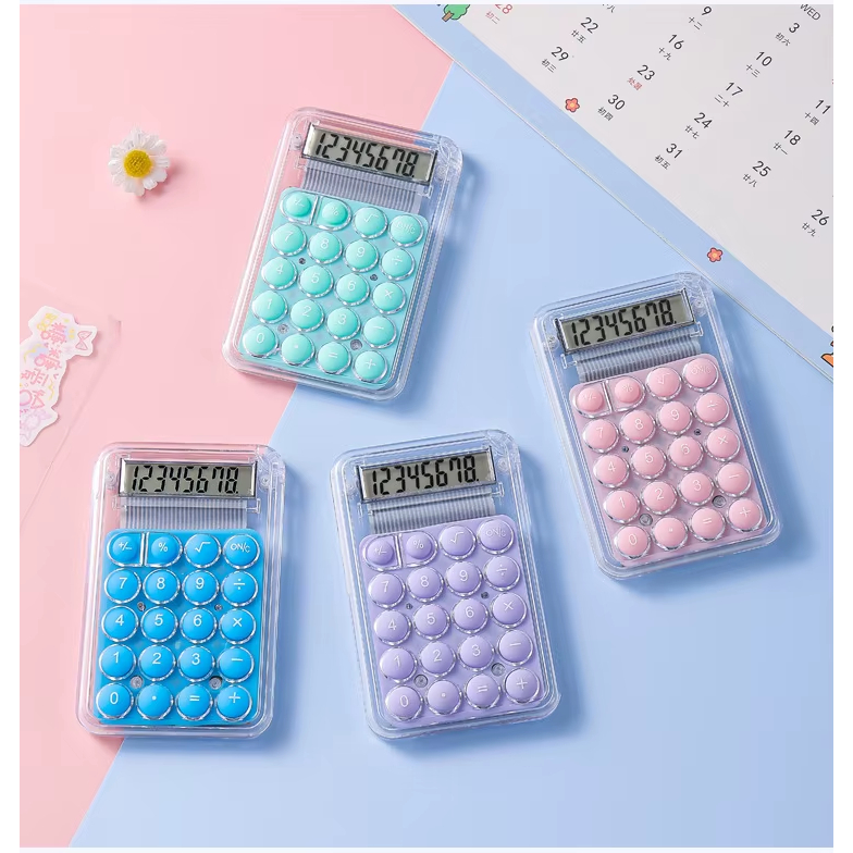 

Kalkulator Mini Transparant Saku 8 Digit Calculator peralatan Sekolah Matematika elektronik bertenaga baterai Pocket Cute Aesthethic Electronic akuntan keuangan portable siswa kantor Pastel Imut Ungu Pink LILAC