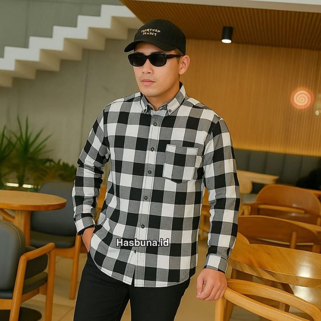 Kemeja Flanel Cowok Kotak Kotak Tebal Adem Lengan Panjang Casual Outfit Keren