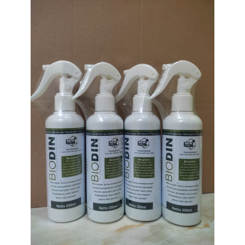 BIODIN SPRAY 250ML , OBAT PMK SAPI ANTI SCABIES DAN PMK UNTUK HEWAN TERNAK