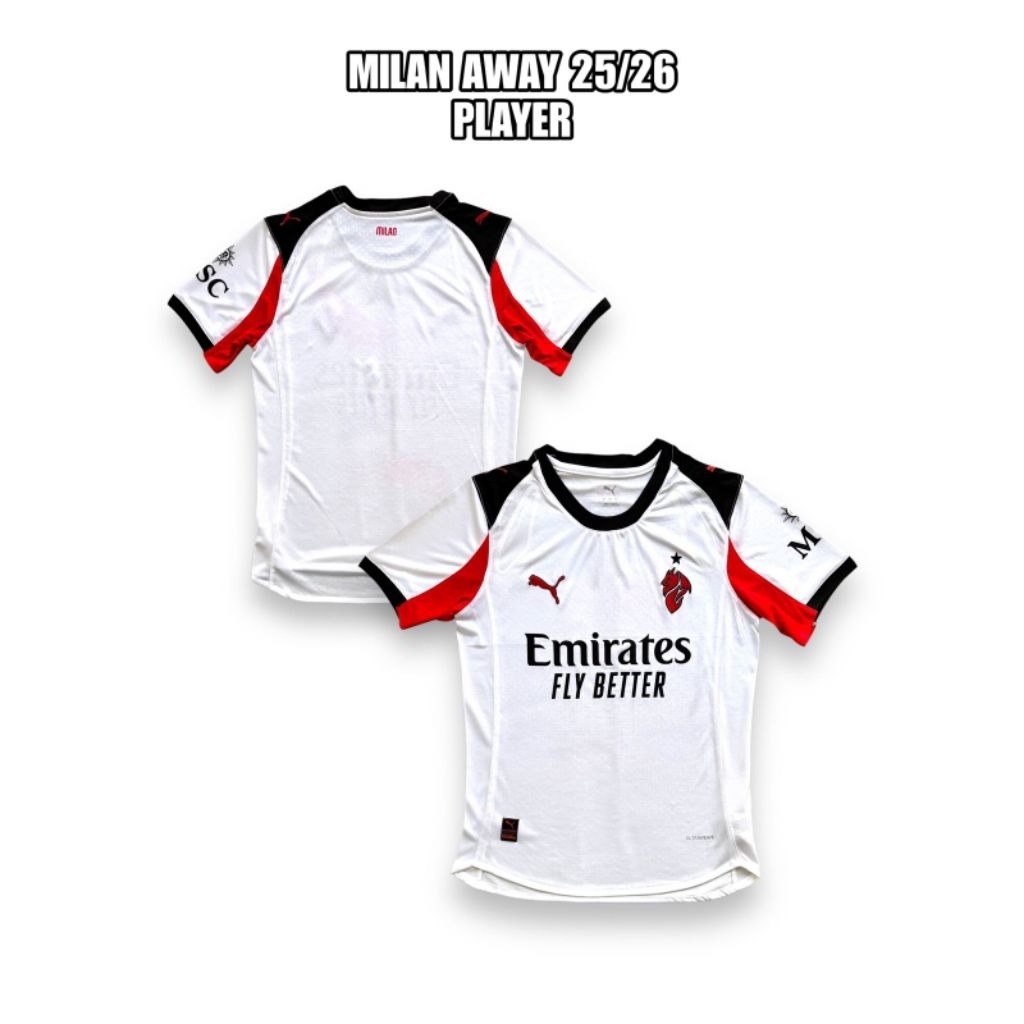 Jersey bola Grade Pri Ac milan Putih 2025 - Player Issue Premium