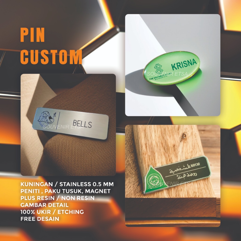 

Nama dada Custom Kuningan.Stainless