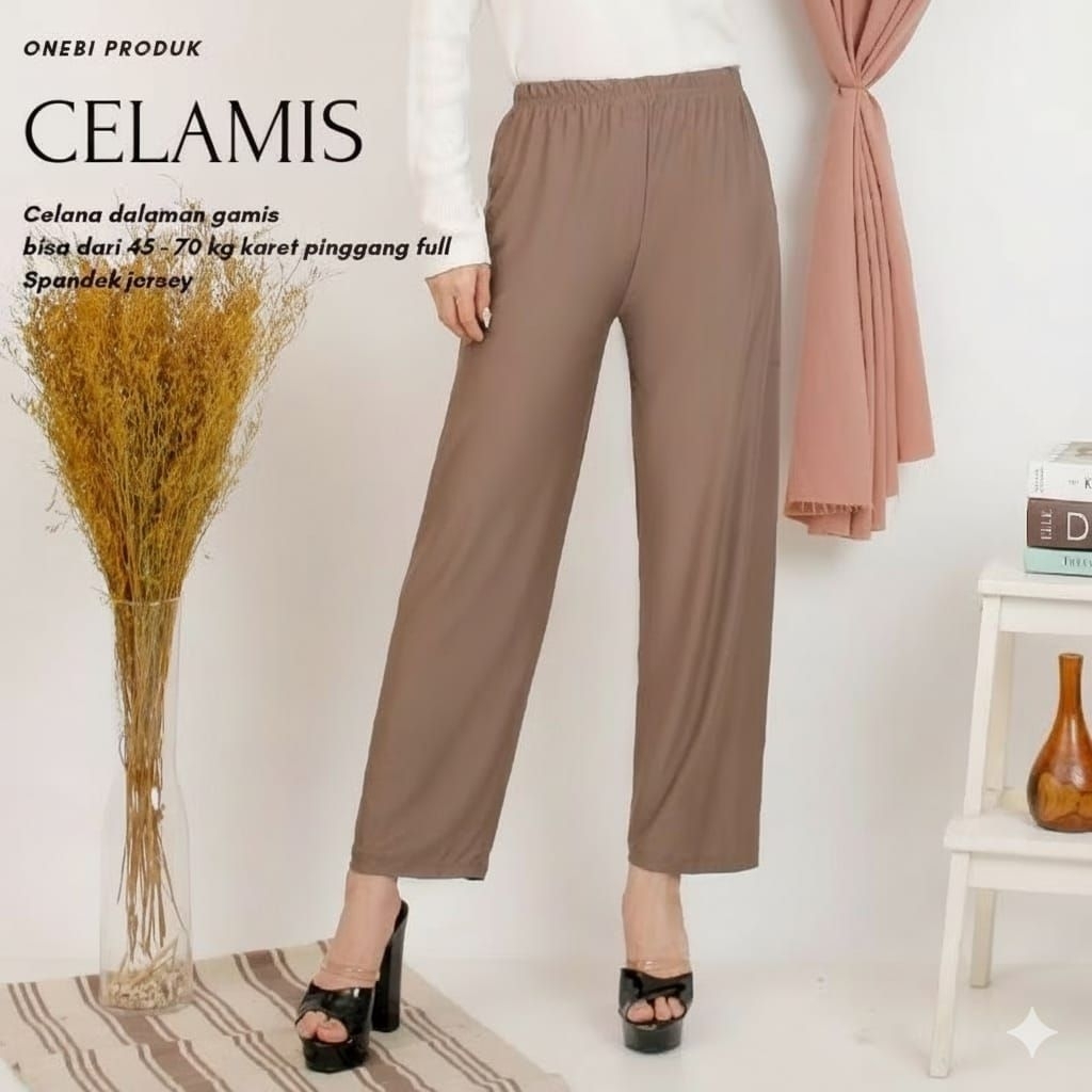 Celana Dalaman Gamis Wanita Spandek Jersey L XL – Celamis Celana Panjang Muslimah Bahan Adem Elastis