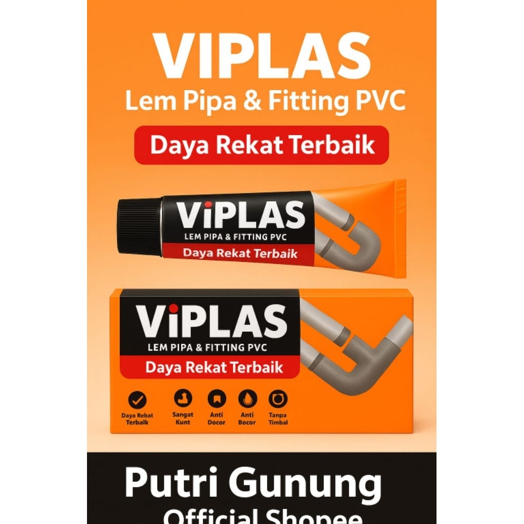 Lem Pipa PVC & Fitting Viplas | Free Ongkir | Lem PVC Super Kuat Anti Bocor Original |