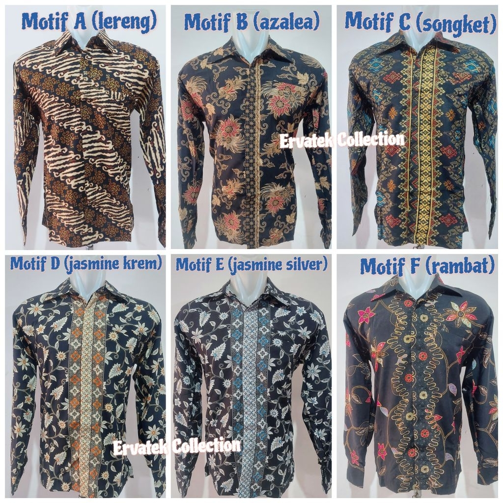 Kemeja Pria Tangan Panjang KP59 Motif Batik Toraja / Baju Couple Atasan Cowo Semi Sutera Halus