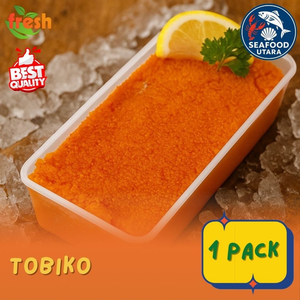 

Tobiko orange 500 gram (Flying Fish Roe) Premium – Telur Ikan Terbang Asli, Toping Lezat | Tobiko oren telur ikan terbang sushi topping