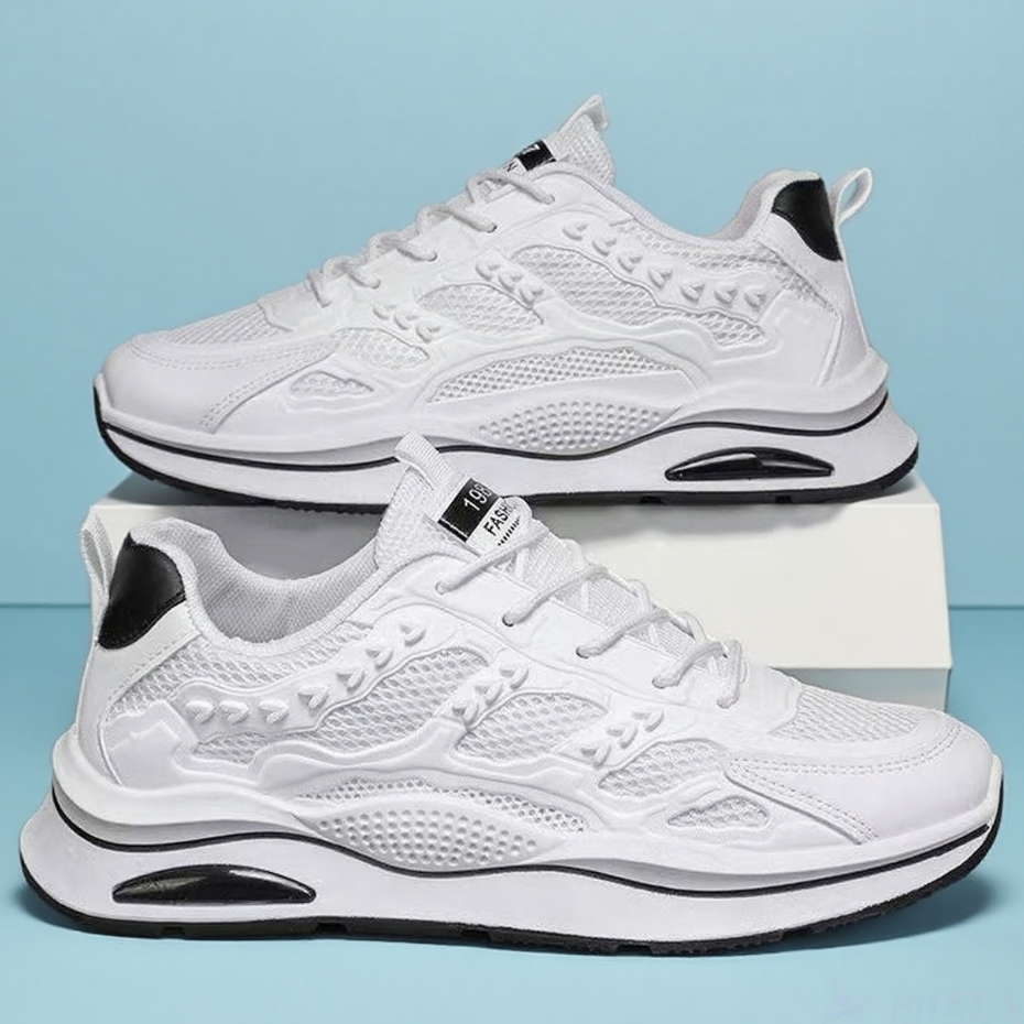 Sepatu  Olahraga Anti Licin Nyaman pria，Sepatu Putih dengan Kain Jala Bernapas Tinggi