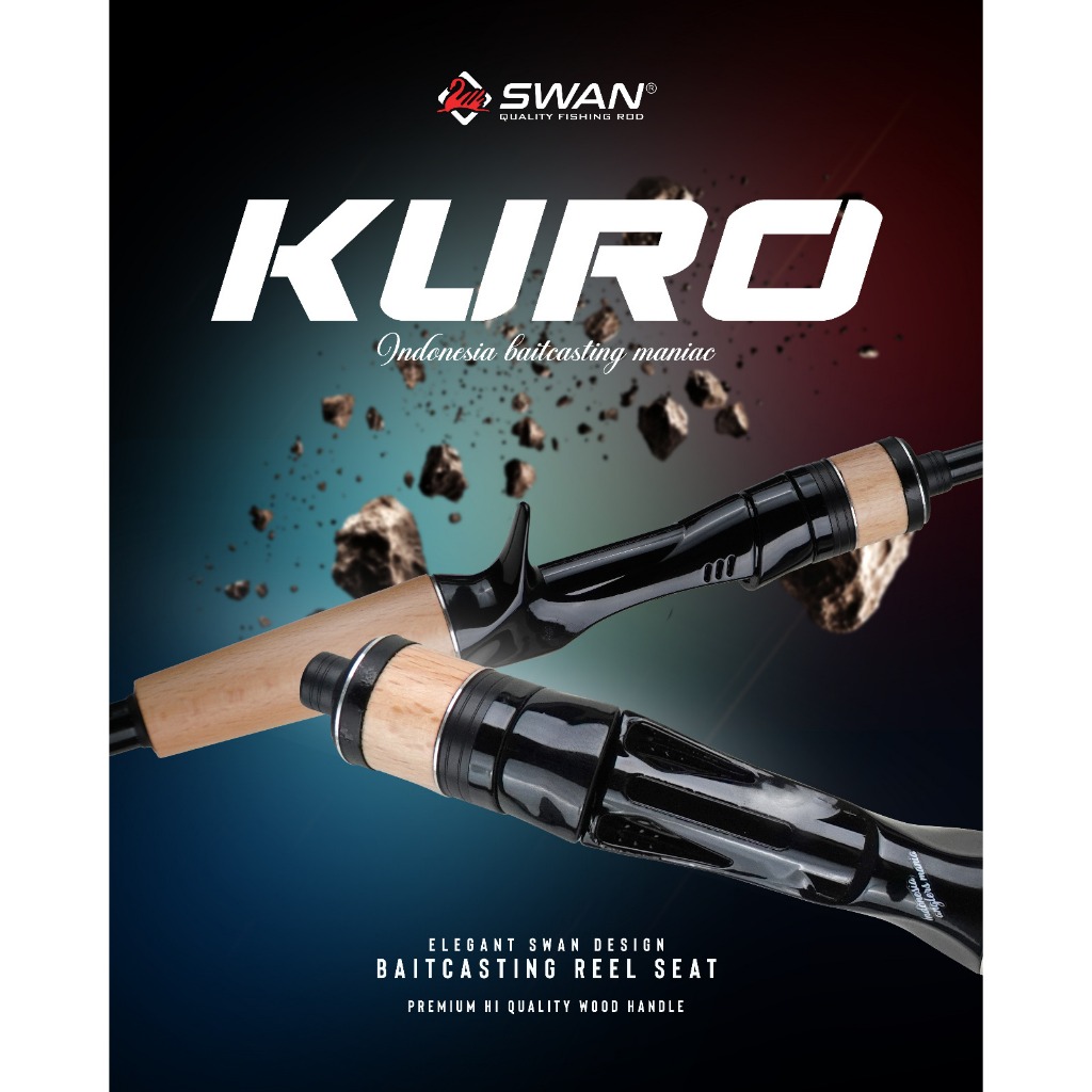 Joran Pancing Swan KURO, Solid Carbon, 180cm BC, 2 Sect, High Quality Japan ROD, BONUS PAPER CORE