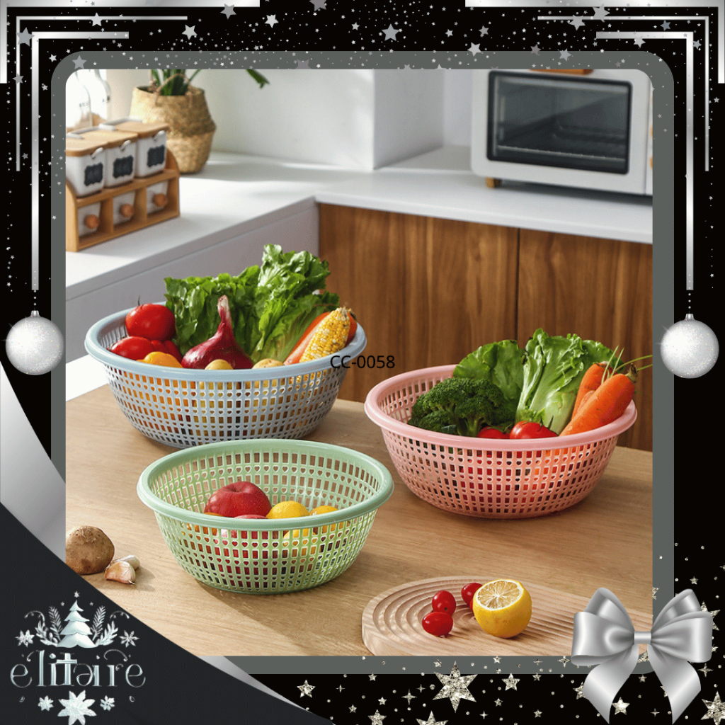 ELITAIRE Keranjang Buah dan Sayur / Bakul Plastik Buah Kenari / Besek Plastik / Keranjang Plastik Bu