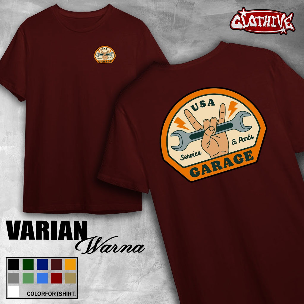 KAOSCLOTHIVE- KAOS BALAP RACING USA GARAGE- KAOS RACING USA GARAGE BALAP PRIA DAN WANITA