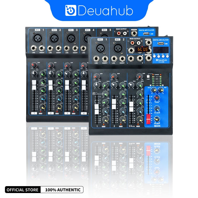 Deuahub Audio Mixer Misker Audio F4/F7 DJ Mixer Audio 4/7-Channel Support Bluetooth/USB/PC/MP3