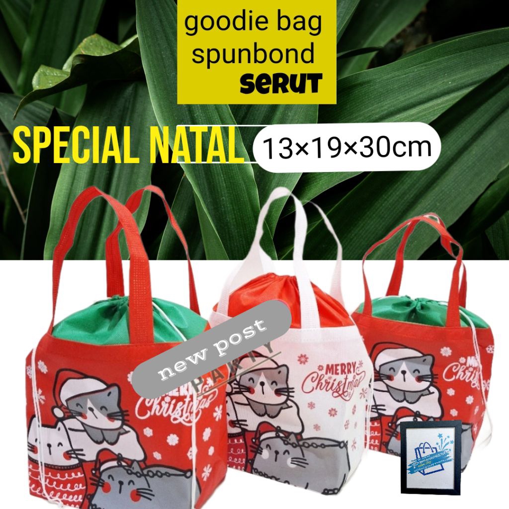 (12 pics tas serut natal) goodie bag natal, goodie bag serut merry Christmas, kantong hadiah natal, 