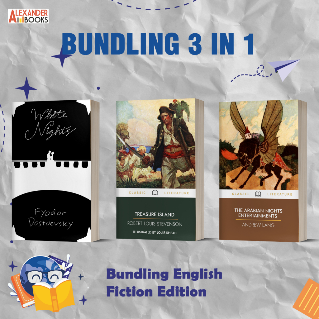Bundling Buku Fiction Edition White Nights, Treasure Island, The Arabian Nights - English Version